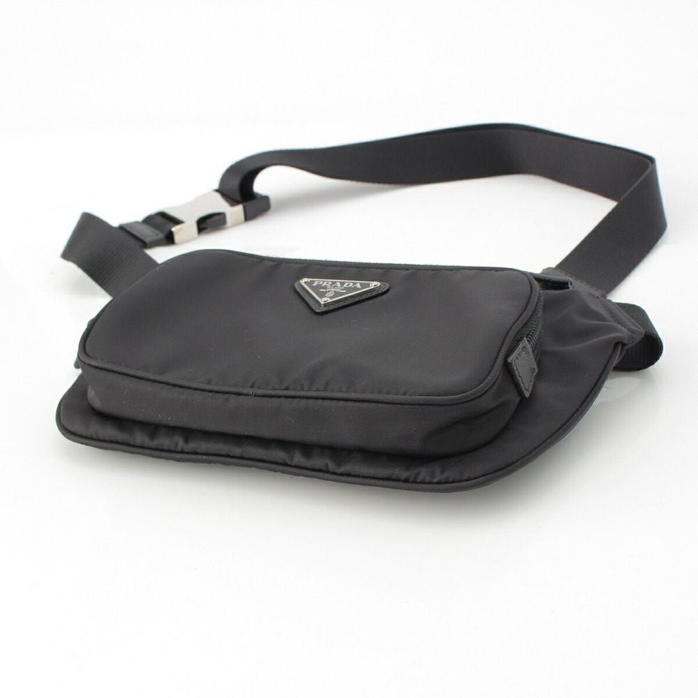 Prada Triangle Logo Re Saffiano Waist Bag Black - Picture 5 of 10